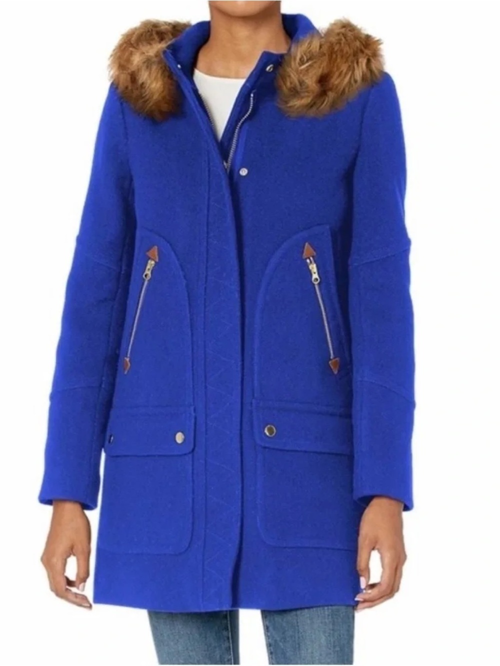 J Crew Chateau Parka Italian Wool in Brunswick Blue Women’s Size 4